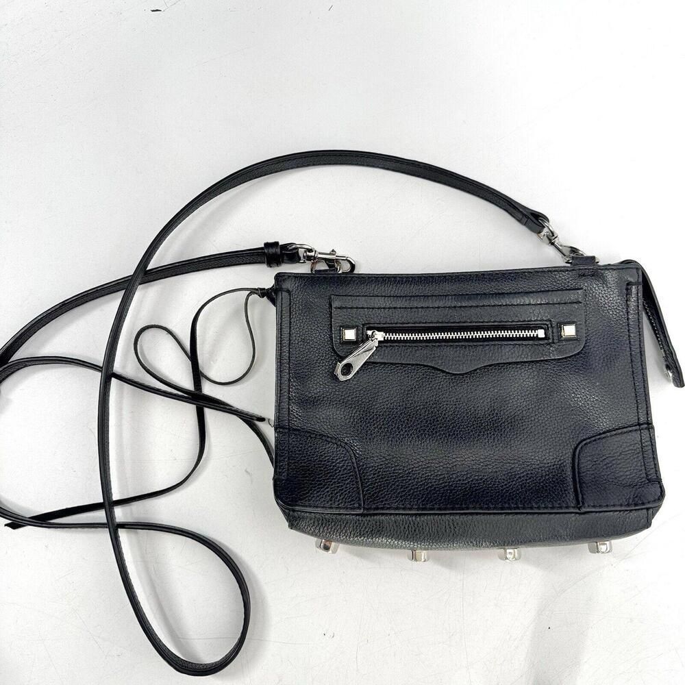 REBECCA MINKOFF Black strap crossbody bag purse genuine leather
